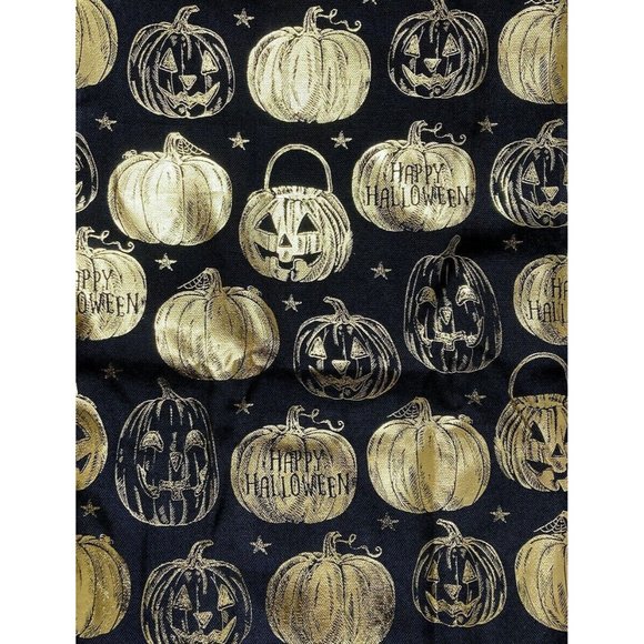 Cynthia Rowley Halloween Pumpkin Dinner Napkins GOLD Black Set 6 JackOLantern - Picture 2 of 4